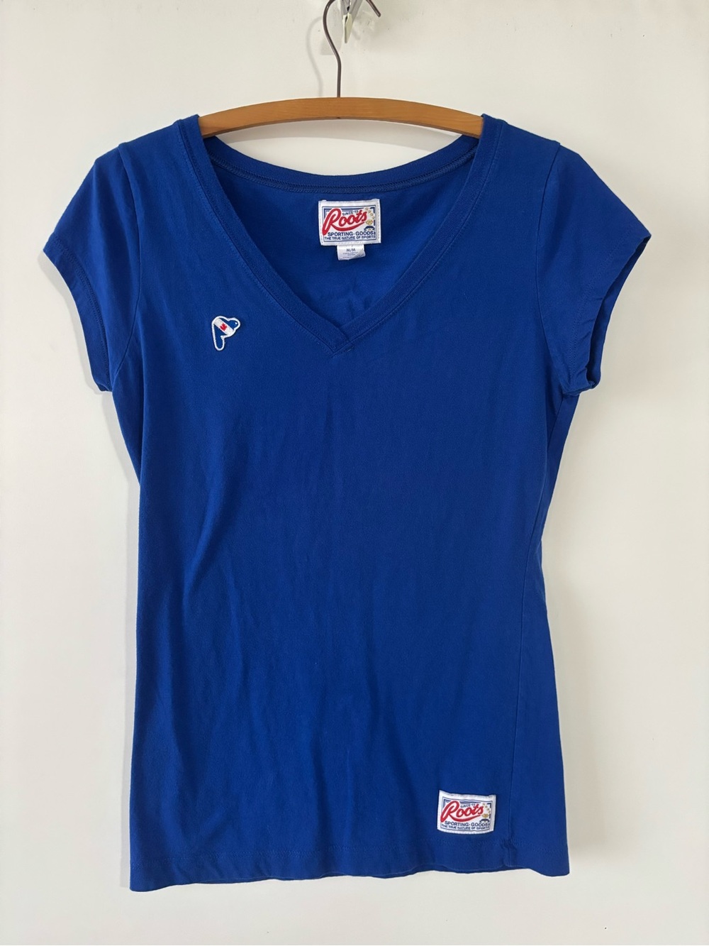 Roots Women's Royal Blue V-Neck Short Sleeve Tee
